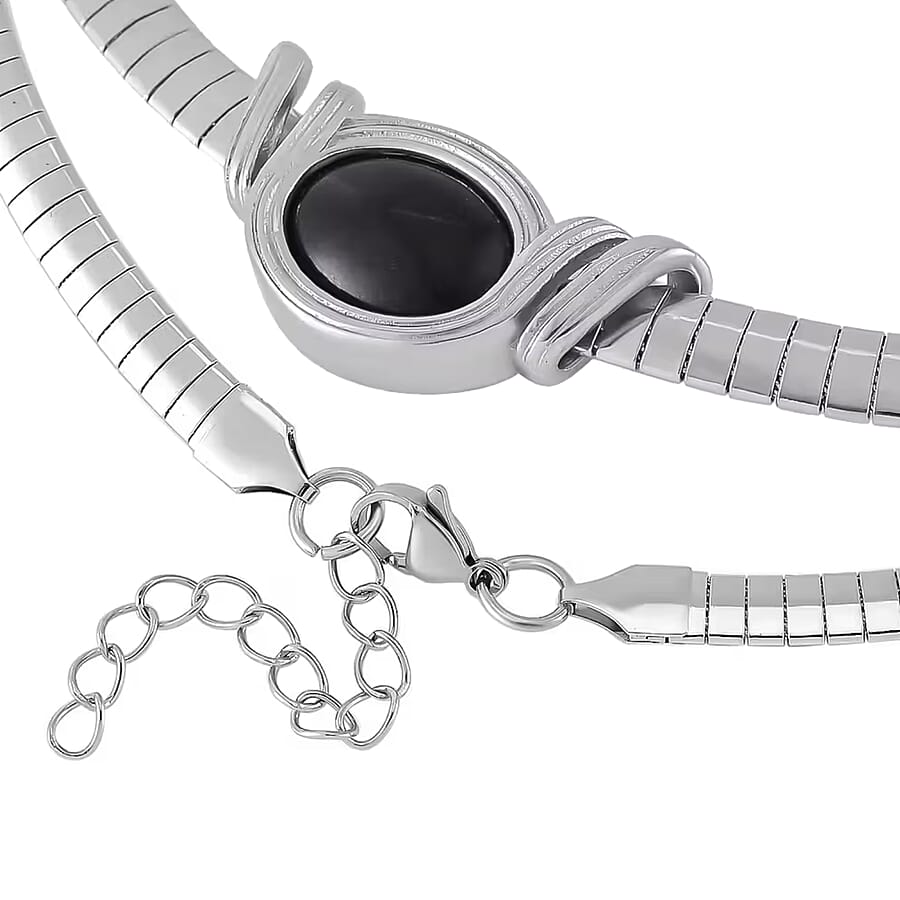 Set of 3 - 7pcs Interchangeable Multi Gemstone Omega Chain Necklace (18-20 Inches) in Stainless Steel 178.50 ctw (Del. In 10-12 Days)
