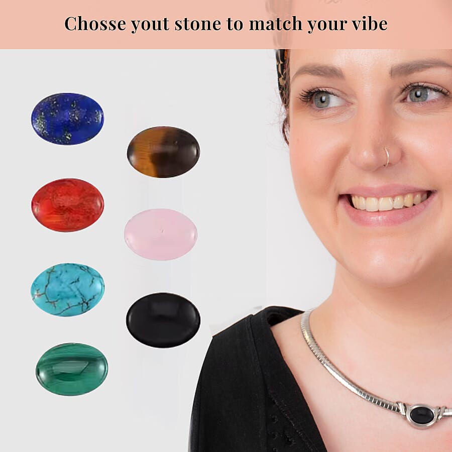 Set of 5 - 7pcs Interchangeable Multi Gemstone Omega Chain Necklace (18-20 Inches) in Stainless Steel 297.50 ctw (Del. In 10-12 Days)