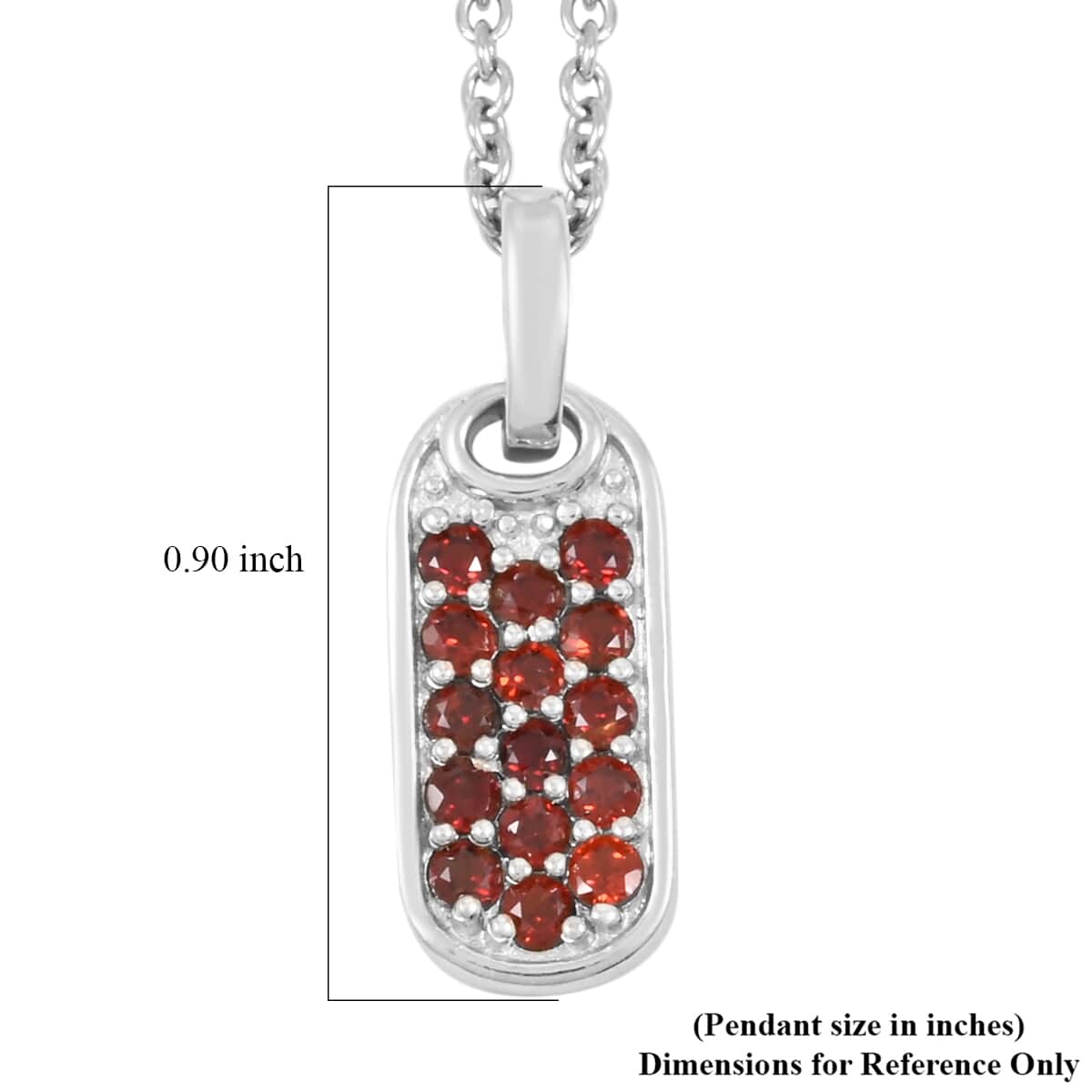 Mozambique Garnet 1.10 ctw Dogtag Pendant Necklace in Stainless Steel 20 Inches image number 5