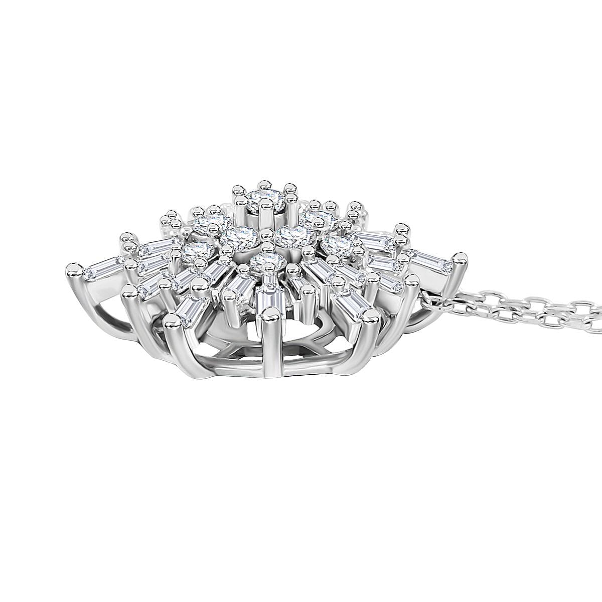 Luxuriant Lab Grown Diamond G VS2 1.00 ctw Pendant Necklace 18 Inches in Sterling Silver  image number 3