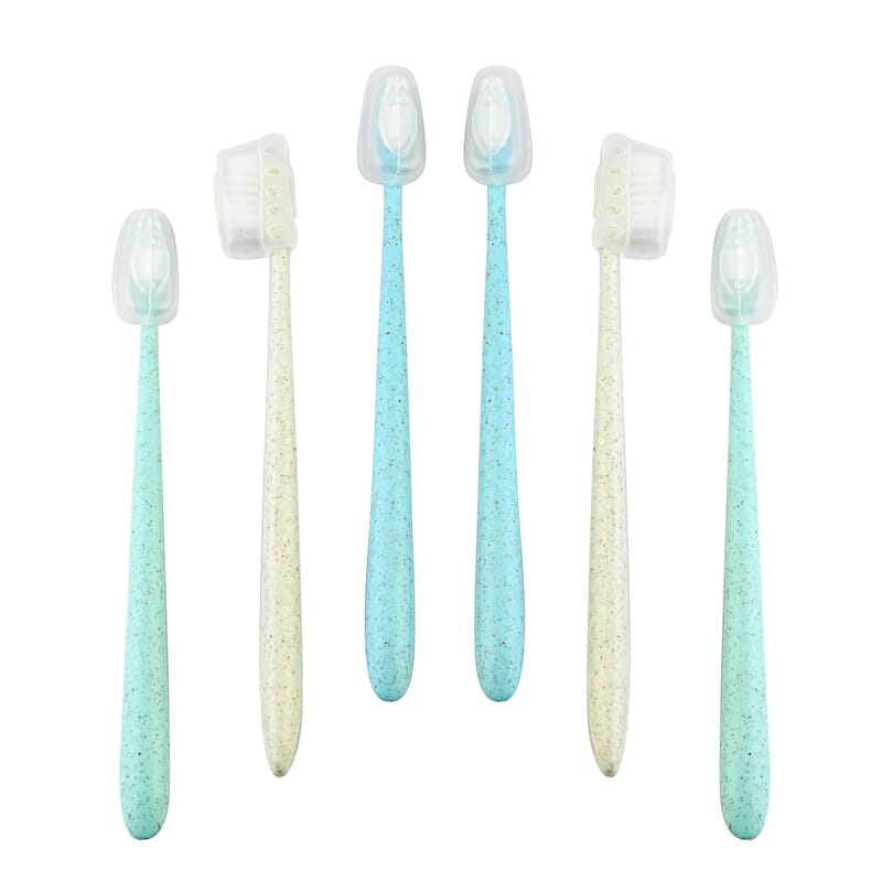 SayAh 2 Pack  Yellow Stainless Steel Tongue Scraper, OliviaLayne 6 Pack Assorted Colors Biodegradable Toothbrushes