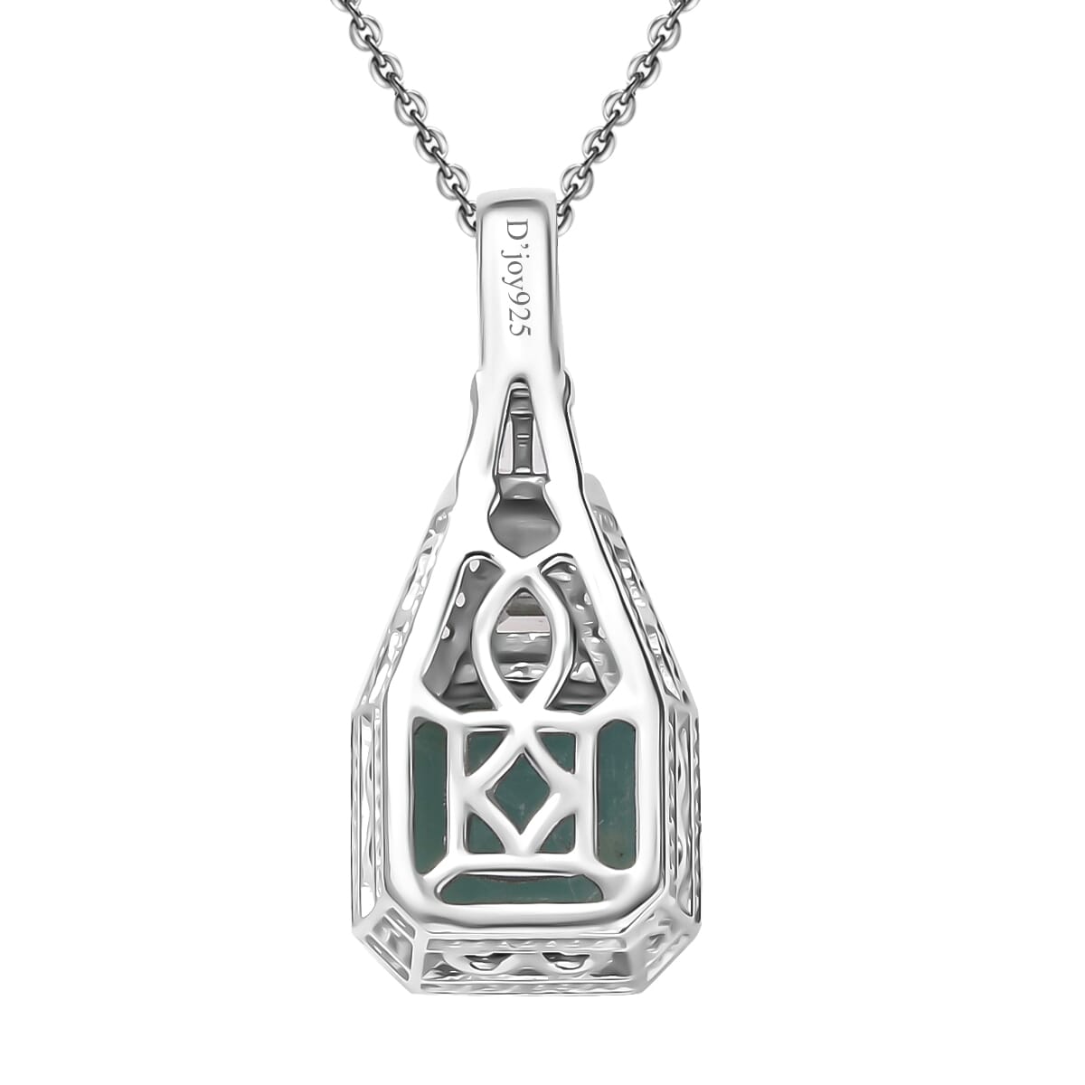 Grandidierite and White Zircon 2.90 ctw Aqua Majesty Pendant Necklace in Rhodium Over Sterling Silver 20 Inches image number 4