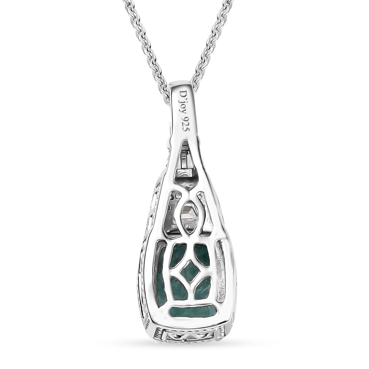 Grandidierite and White Zircon 2.50 ctw Aqua Majesty Pendant Necklace in Rhodium Over Sterling Silver 20 Inches image number 4