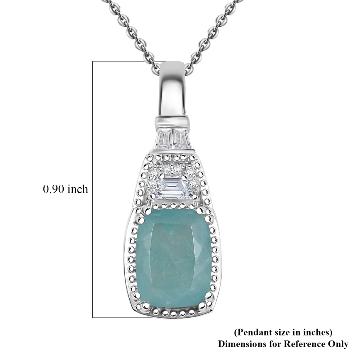 Grandidierite and White Zircon 2.50 ctw Aqua Majesty Pendant Necklace in Rhodium Over Sterling Silver 20 Inches image number 5