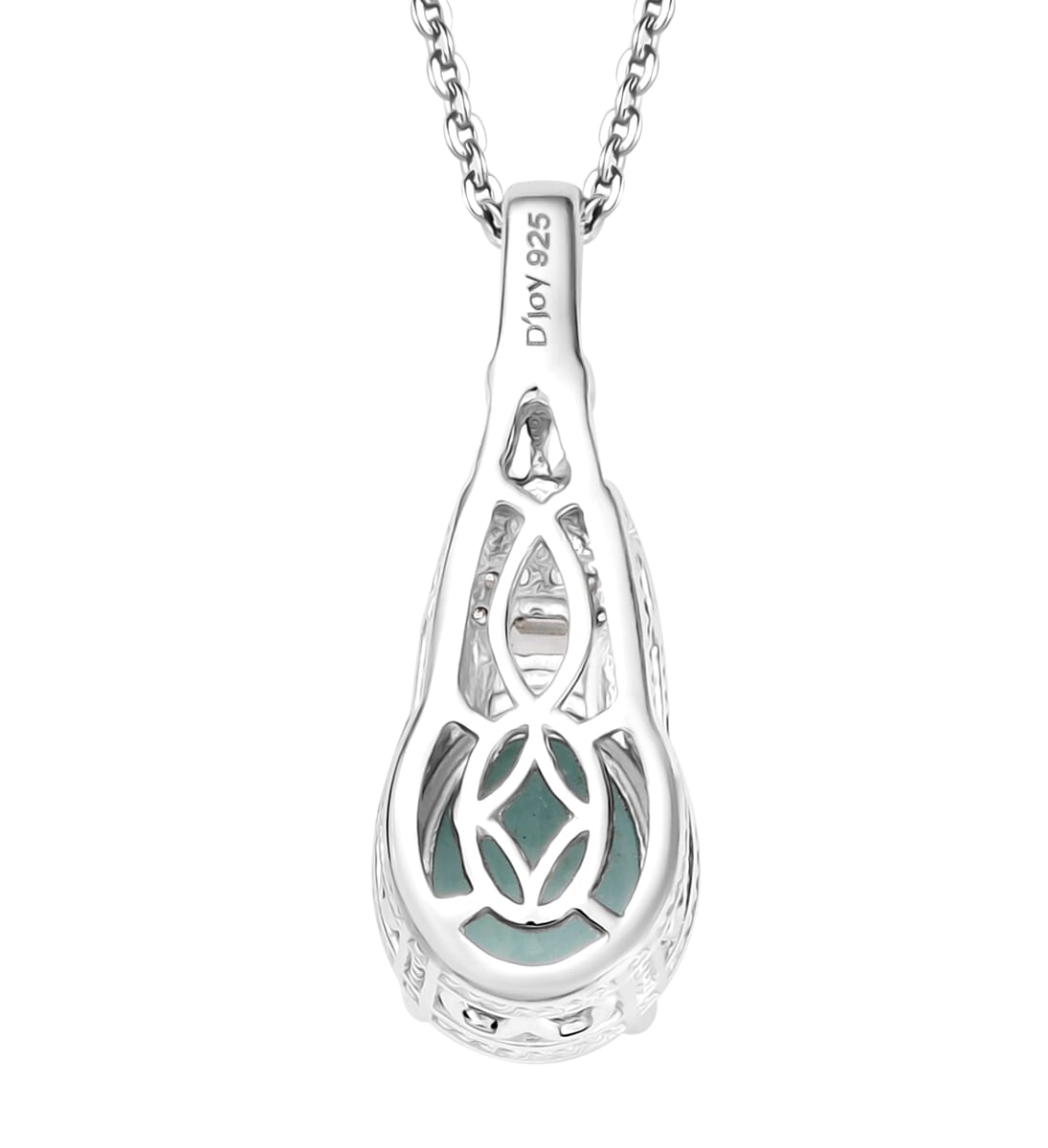 Grandidierite and White Zircon 2.00 ctw Aqua Majesty Pendant Necklace in Rhodium Over Sterling Silver 20 Inches image number 4