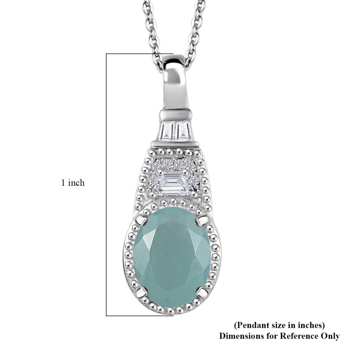 Grandidierite and White Zircon 2.00 ctw Aqua Majesty Pendant Necklace in Rhodium Over Sterling Silver 20 Inches image number 6