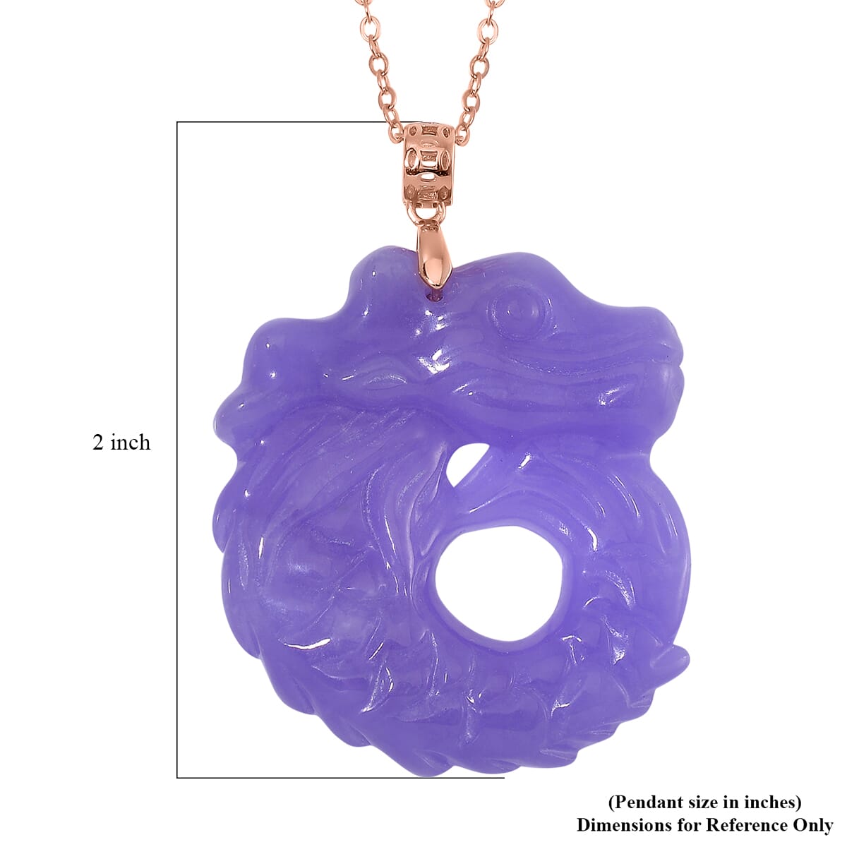 Purple Jade (D) 72.00 ctw Carved Dragon Pendant Necklace in 14K Rose Gold Over Sterling Silver 20 Inches image number 5