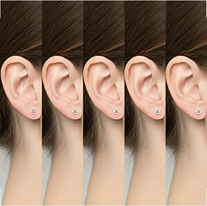 D'Joy Lab Grown Diamond I2 1.00 ctw Set of 5 Solitaire Stud Earrings in 18K Vermeil Yellow Rose Gold and Platinum Over Sterling Silver