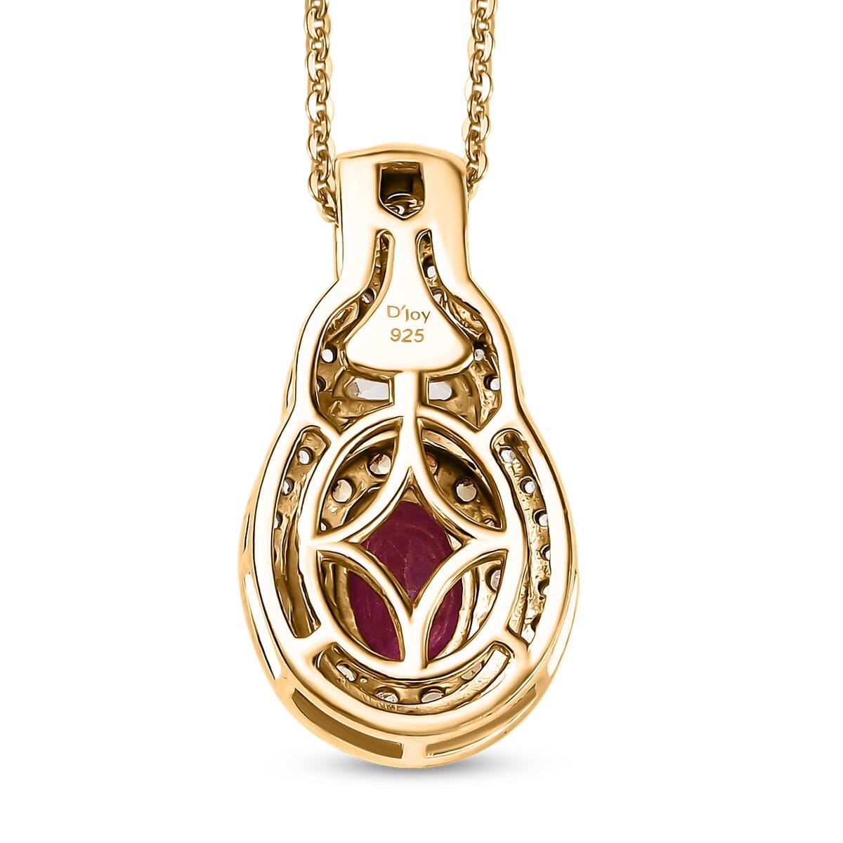 Premium Royal Ruby and Multi Gemstone 2.10 ctw Art Deco Pendant Necklace in 18K Vermeil Yellow Gold Over Sterling Silver 20 Inches image number 4