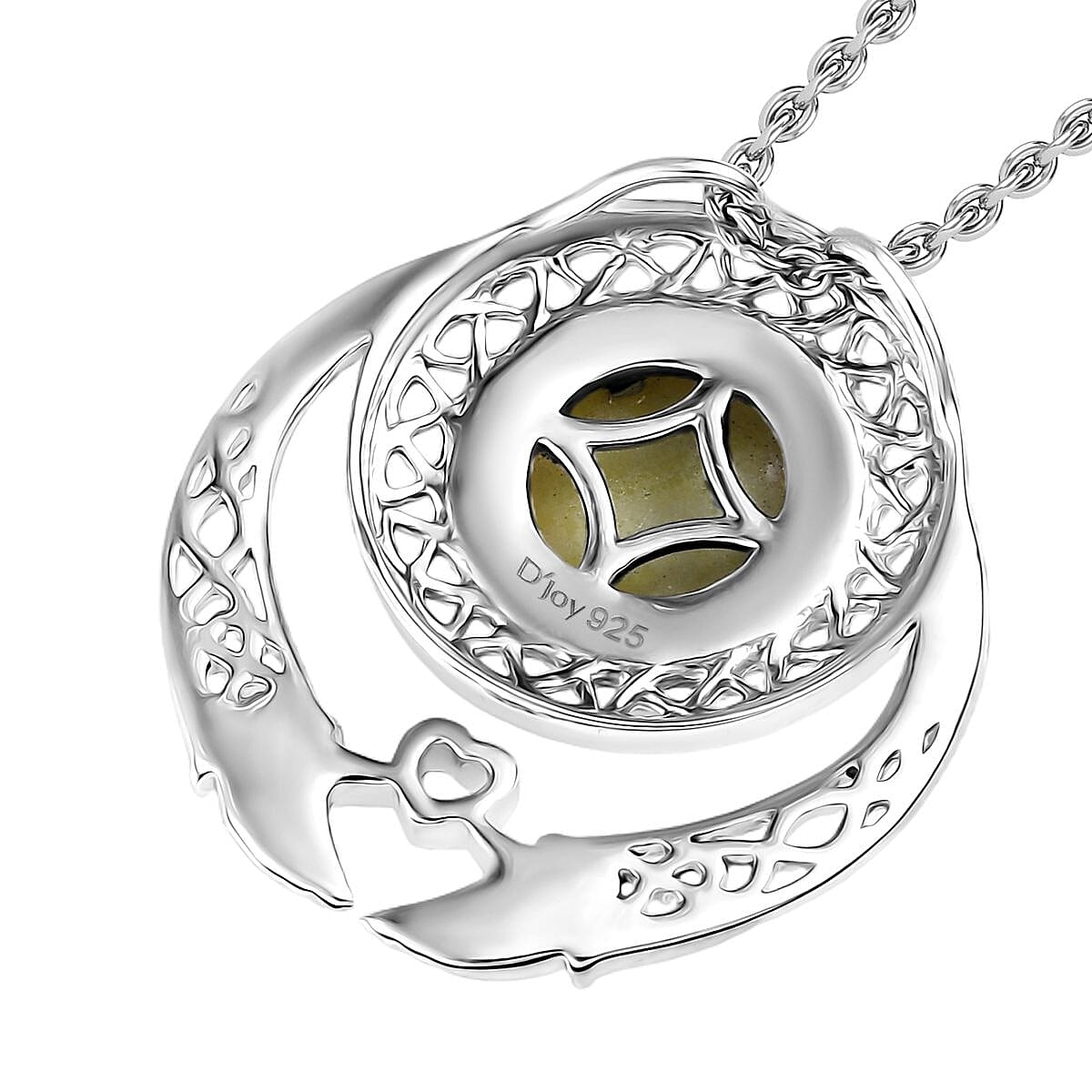 Connemara Marble 4.20 ctw Heart of Claddagh Pendant in Rhodium Over Sterling Silver with Stainless Steel Necklace 20 Inches