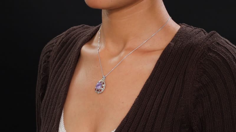Utah Tiffany Stone and Mozambique Garnet 3.85 ctw Royal Amour Pendant Necklace in 14K YG and Platinum Over Sterling Silver 20 Inches