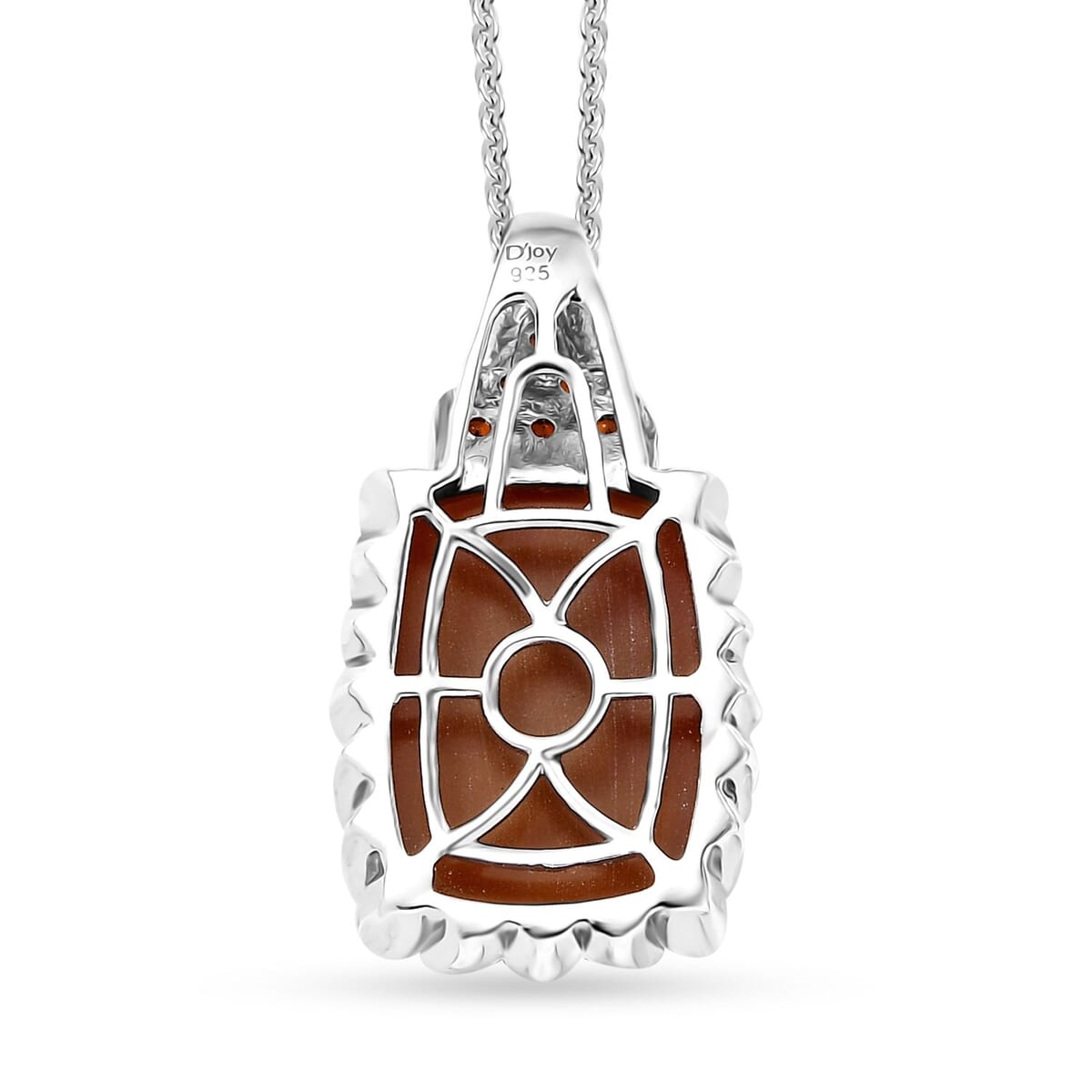 Caramel Opal and Mozambique Garnet 7.20 ctw Floral Pendant Necklace in Platinum Over Sterling Silver 20 Inches image number 4