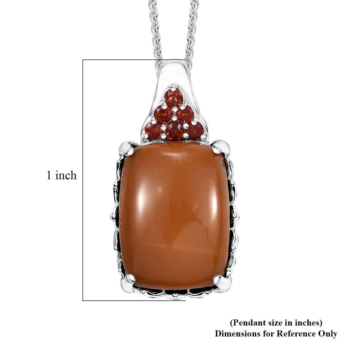 Caramel Opal and Mozambique Garnet 7.20 ctw Floral Pendant Necklace in Platinum Over Sterling Silver 20 Inches image number 6