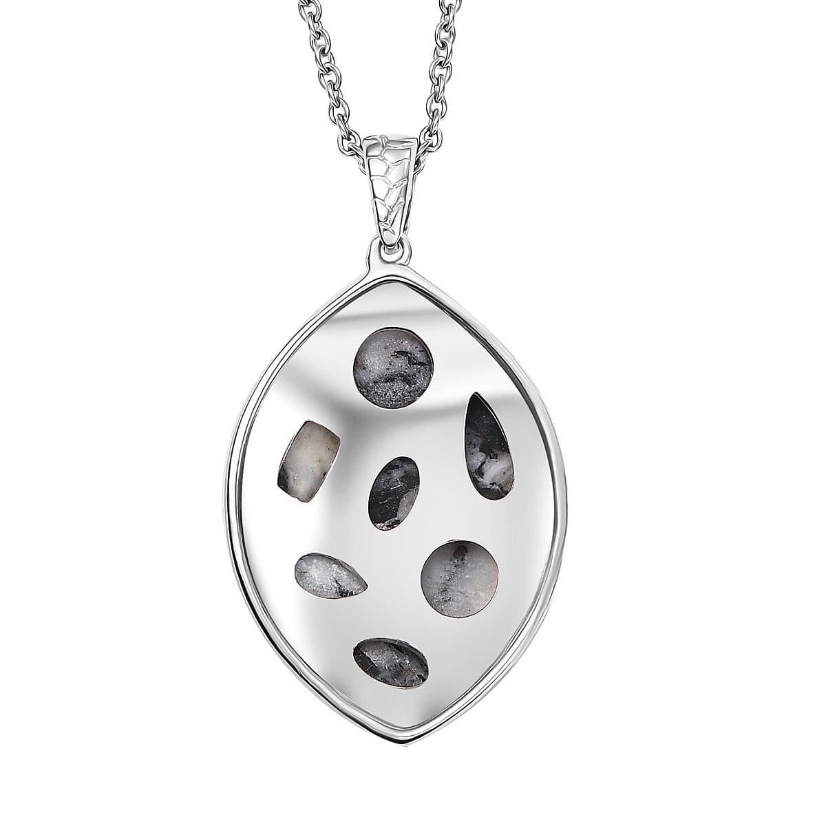 Karis White Buffalo 4.75 ctw Southwest Pendant in Platinum Bond with Stainless Steel Necklace 20 Inches