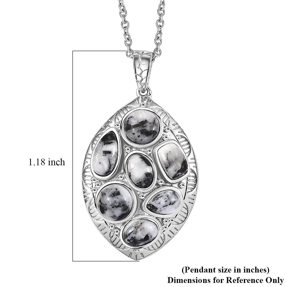 Karis White Buffalo 4.75 ctw Southwest Pendant in Platinum Bond with Stainless Steel Necklace 20 Inches