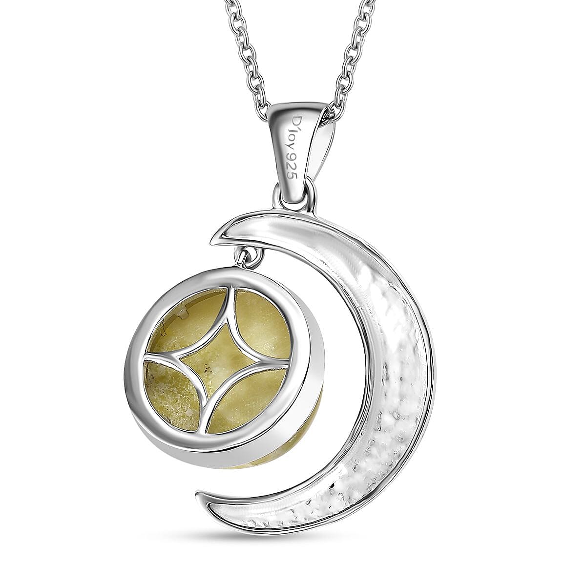 Connemara Marble 10.20 ctw Moon Pendant in Rhodium Over Sterling Silver with Stainless Steel Necklace 20 Inches image number 4