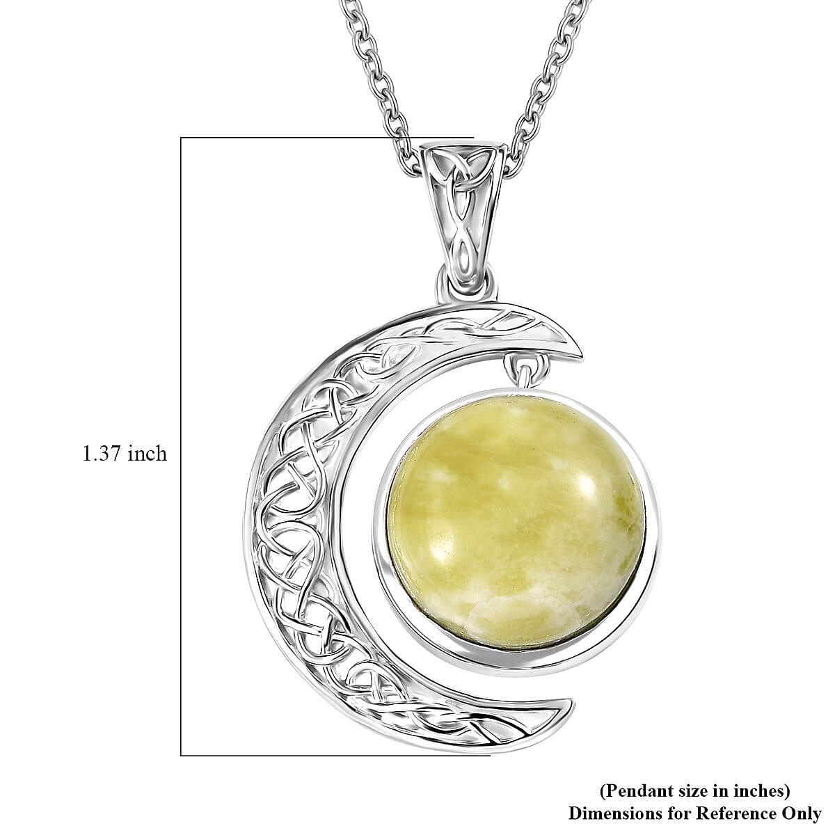 Connemara Marble 10.20 ctw Moon Pendant in Rhodium Over Sterling Silver with Stainless Steel Necklace 20 Inches image number 6