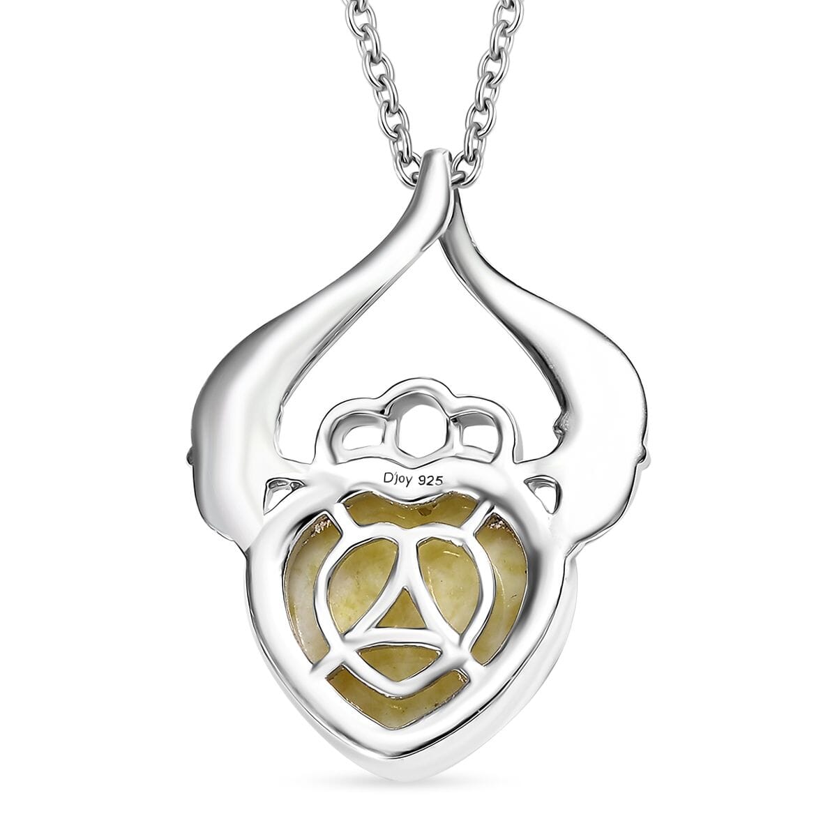 Connemara Marble 6.60 ctw Claddagh Pendant in Rhodium Over Sterling Silver with Stainless Steel Necklace 20 Inches image number 4