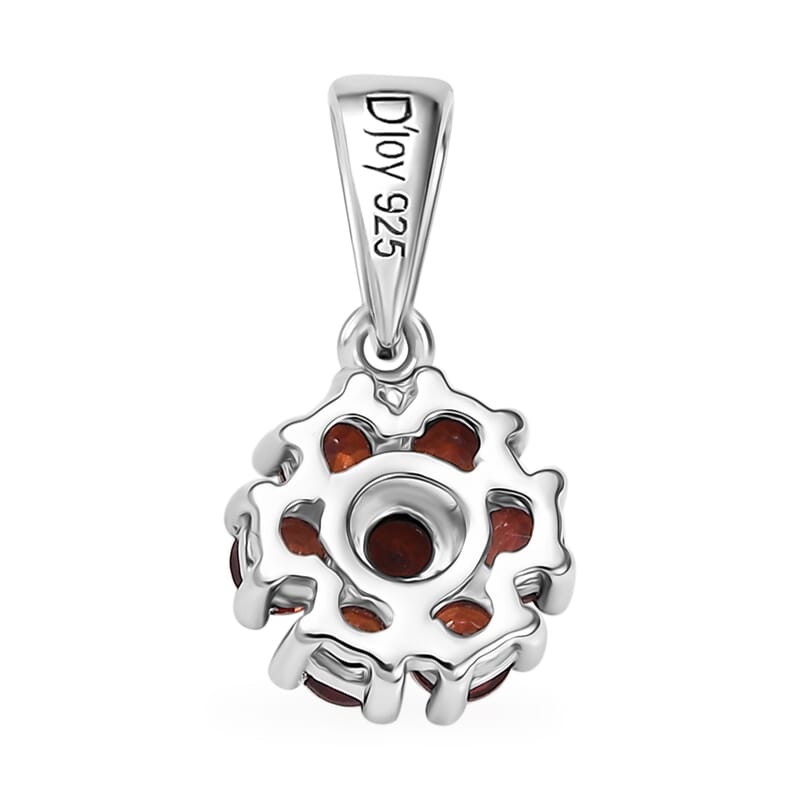 Set of 2 Mozambique Garnet 2.20 ctw Solitaire Stud Earrings and Pendant without Chain in Rhodium Over Sterling Silver