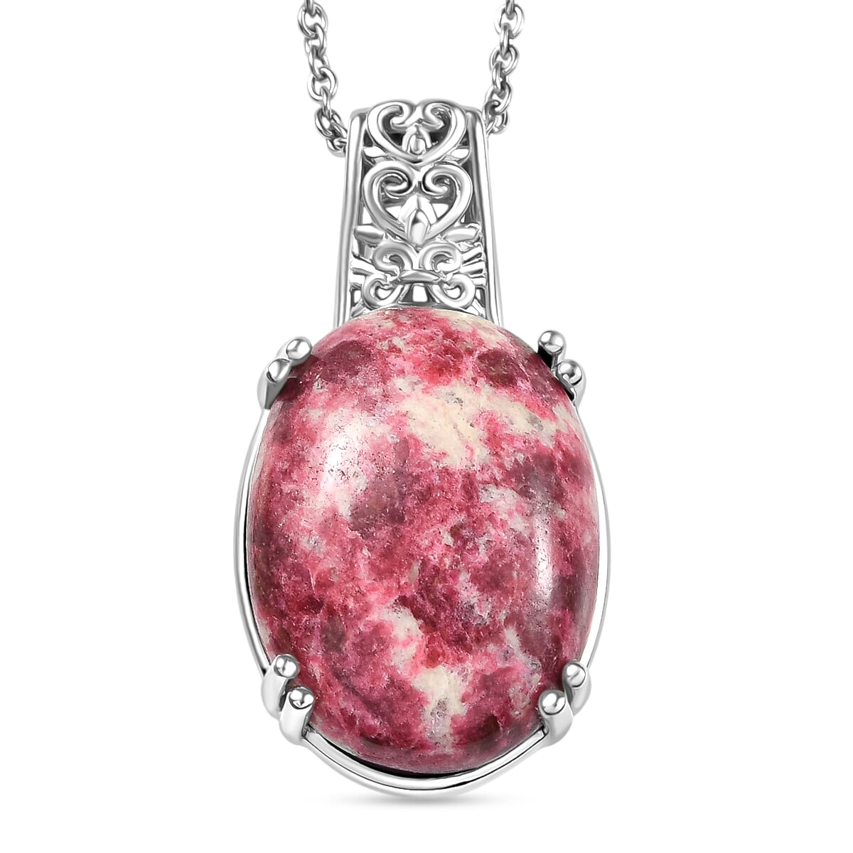 D'Joy Norwegian Thulite 26.20 ctw Pendant in Platinum Over Copper with Magnet with Stainless Steel Necklace 20 Inches image number 0