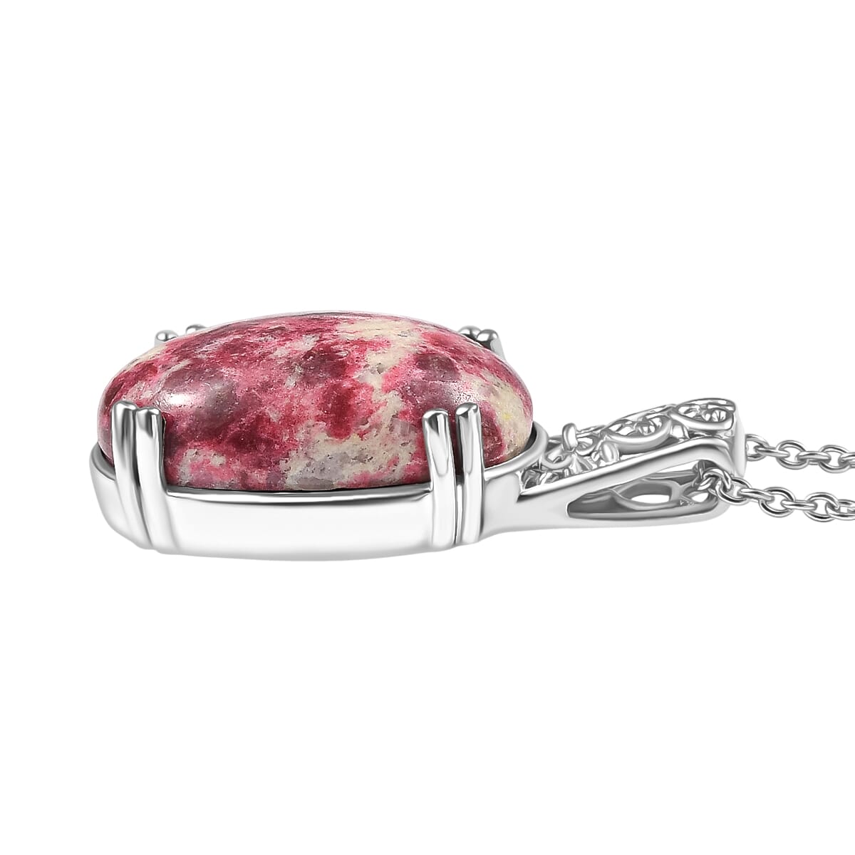 D'Joy Norwegian Thulite 26.20 ctw Pendant in Platinum Over Copper with Magnet with Stainless Steel Necklace 20 Inches image number 3