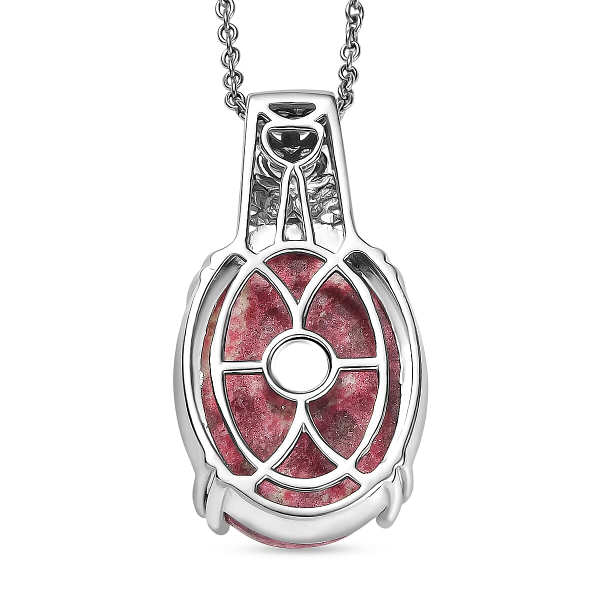 Norwegian Thulite 26.20 ctw Pendant in Platinum Over Copper with Magnet and Stainless Steel Necklace 20 Inches