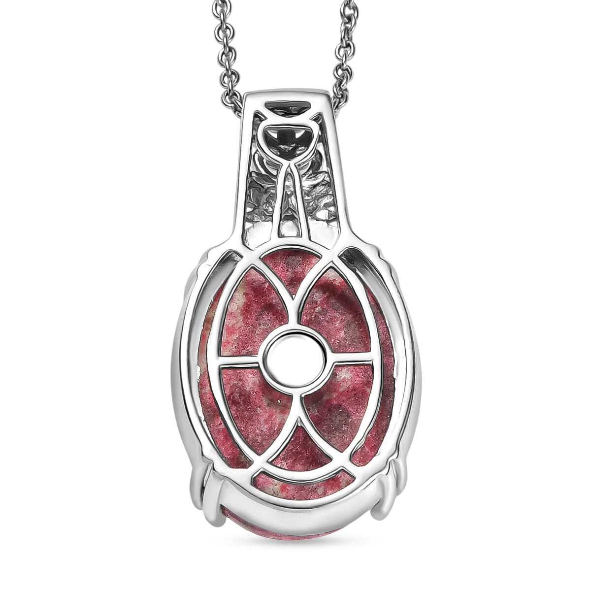D'Joy Norwegian Thulite 26.20 ctw Pendant in Platinum Over Copper with Magnet with Stainless Steel Necklace 20 Inches image number 4