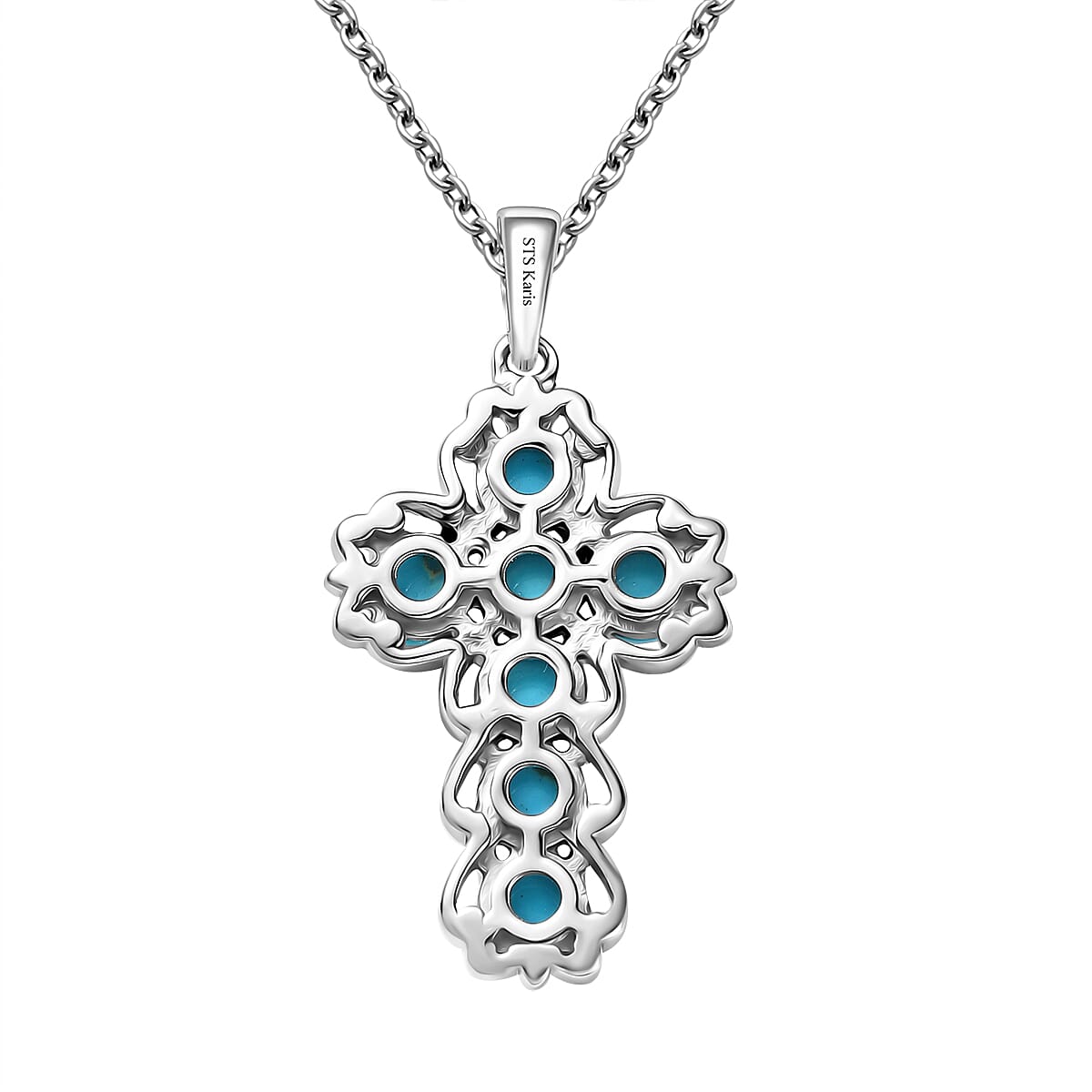 Karis Premium Sleeping Beauty Turquoise 1.75 ctw Pendant in 18K YG Plated and Platinum Bond with Stainless Steel Necklace 20 Inches image number 4