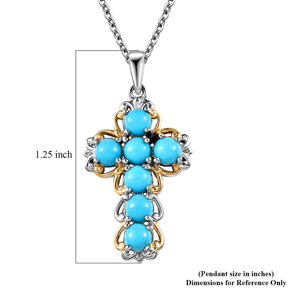 Karis Premium Sleeping Beauty Turquoise 1.75 ctw Pendant in 18K YG Plated and Platinum Bond with Stainless Steel Necklace 20 Inches image number 5