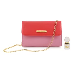 Juicy Couture Crossbody Bag with Goldtone Chain Strap for Women, Pink & Red, Oui/Juicy Couture EDP Mini Splash 0.17 OZ (5.0 ml) (Women)
