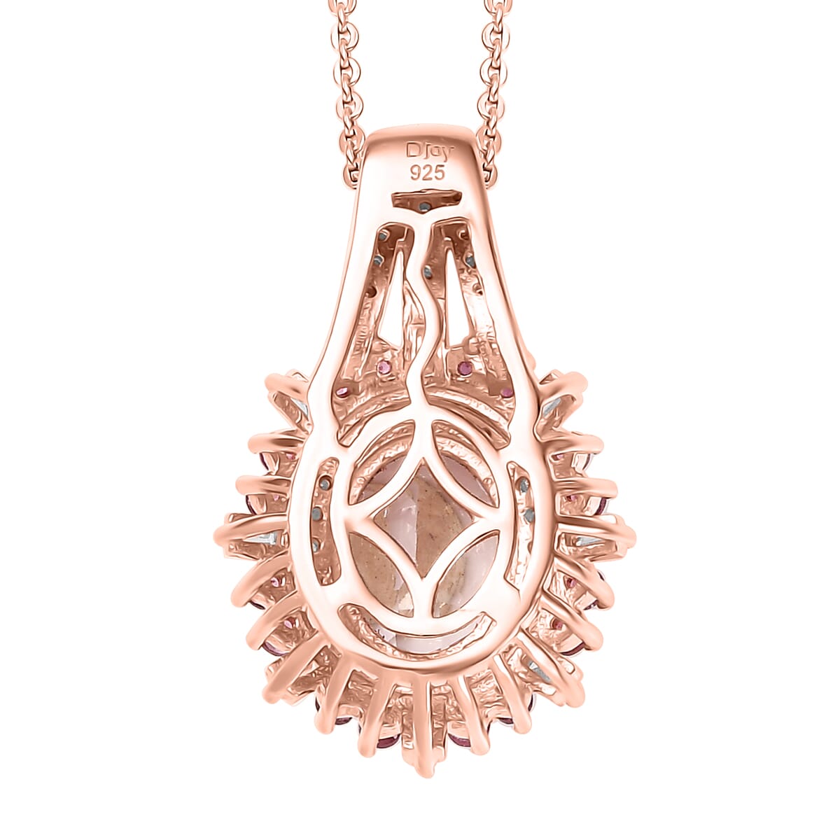 Pink Morganite and Multi Gemstone 2.40 ctw Pendant Necklace in 18K Vermeil Rose Gold Over Sterling Silver 20 Inches image number 4