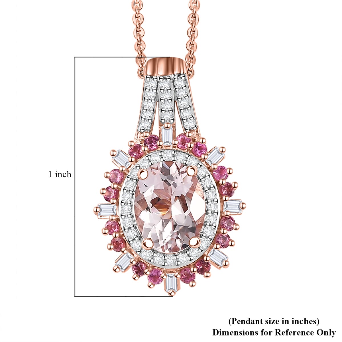Pink Morganite and Multi Gemstone 2.40 ctw Pendant Necklace in 18K Vermeil Rose Gold Over Sterling Silver 20 Inches image number 5