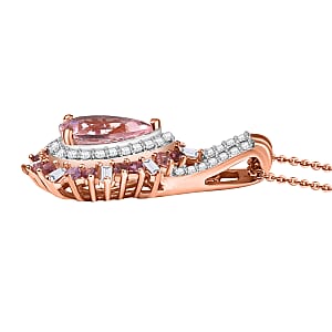 D'Joy Pink Morganite, Multi Gemstone Pendant Necklace in 18K Vermeil RG Over Sterling Silver 2.00 ctw (20 Inches)