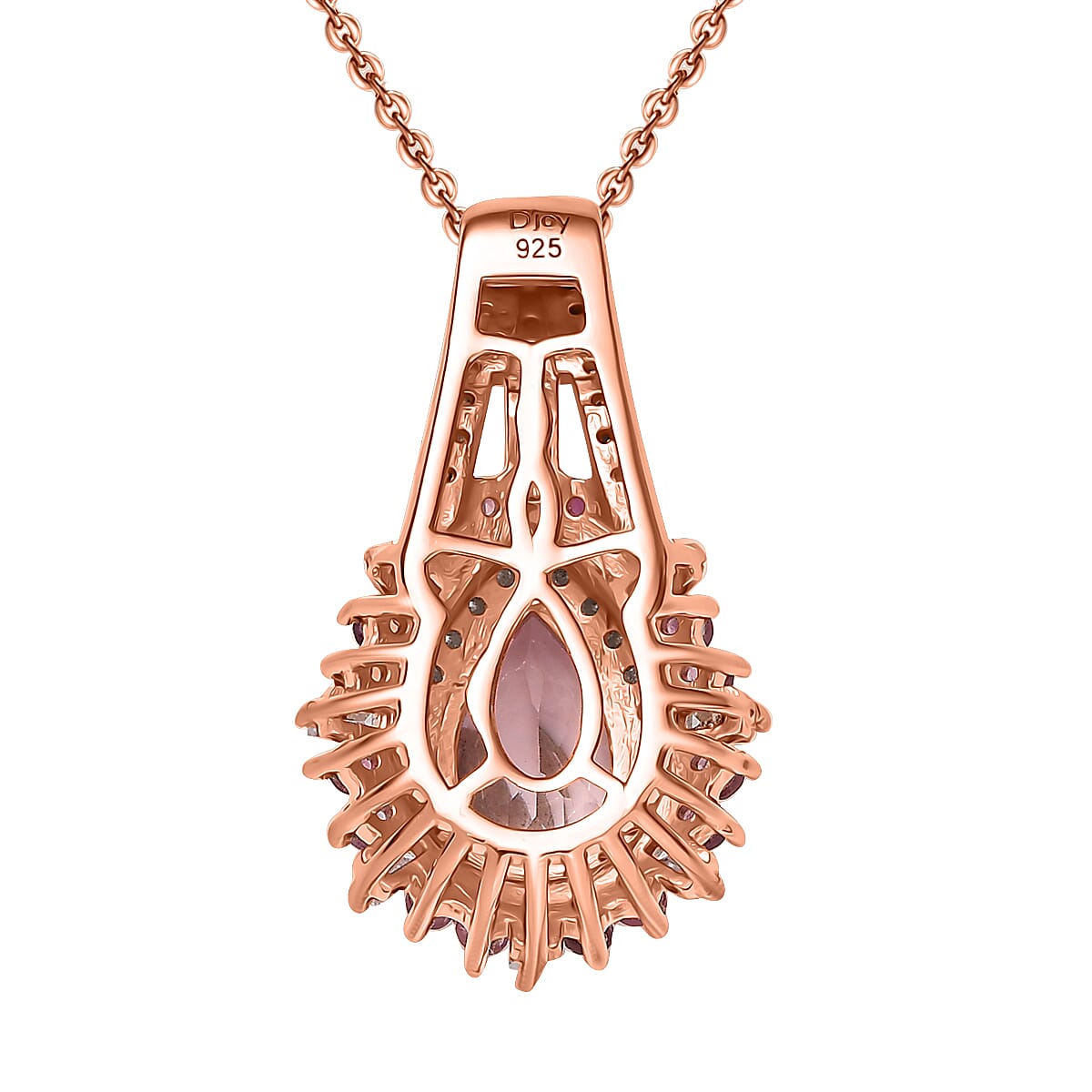 Pink Morganite and Multi Gemstone 2.00 ctw Pendant Necklace in 18K Vermeil Rose Gold Over Sterling Silver 20 Inches image number 4