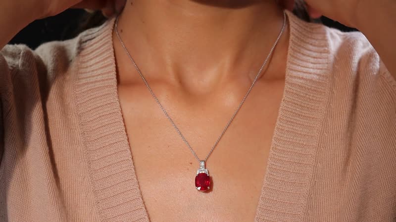 Niassa Ruby (FF), Multi Gemstone Scarlet Elegance Pendant Necklace (20 Inches) in Rhodium Over Sterling Silver 7.60 ctw