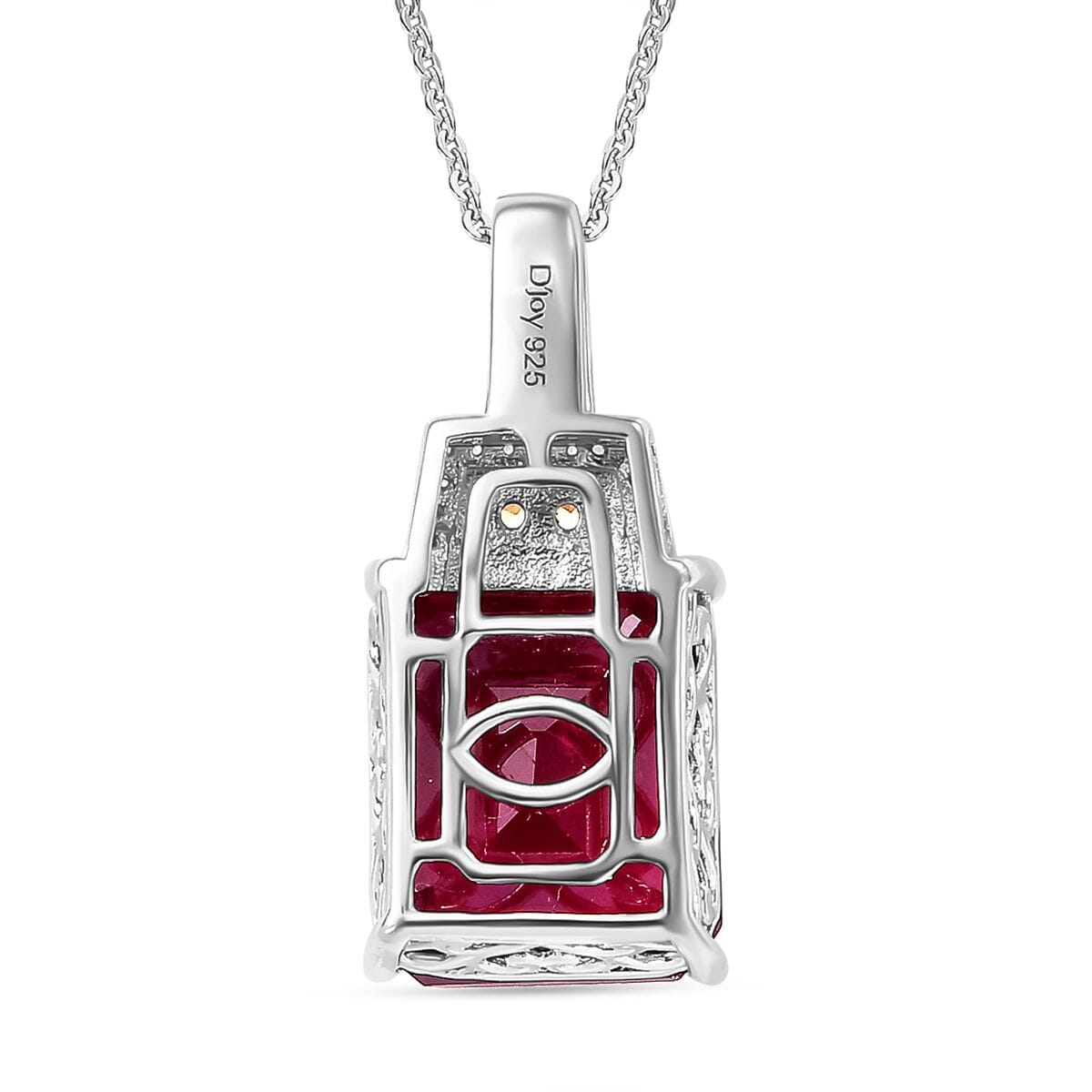 Niassa Ruby (FF) and Multi Gemstone 9.20 ctw Scarlet Elegance Pendant Necklace in Rhodium Over Sterling Silver 20 Inches image number 4
