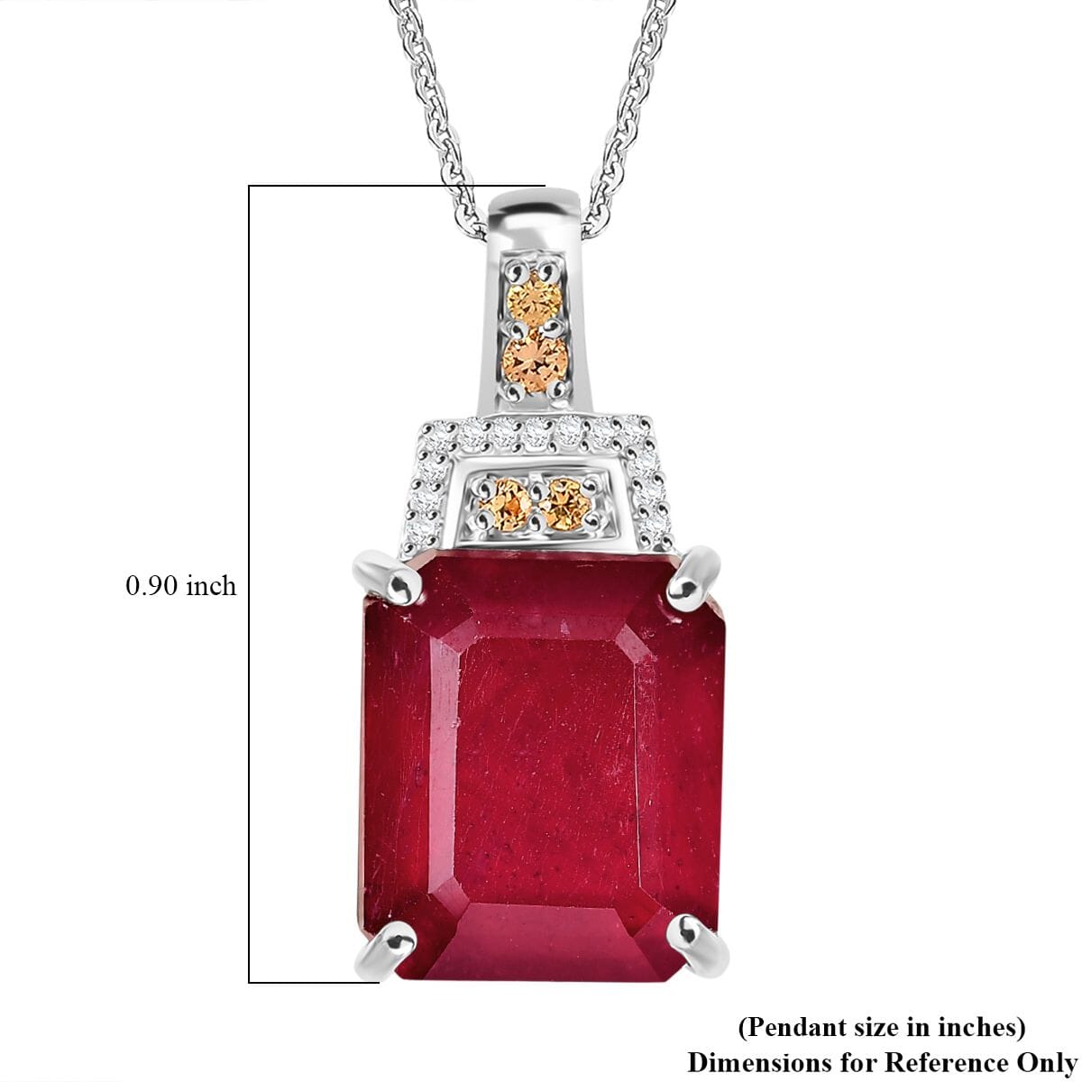 Niassa Ruby (FF) and Multi Gemstone 9.20 ctw Scarlet Elegance Pendant Necklace in Rhodium Over Sterling Silver 20 Inches image number 6