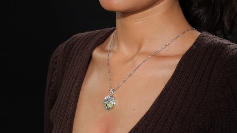 Connemara Marble 14.50 ctw Tree of Life Pendant in Platinum Over Sterling Silver with Stainless Steel Necklace 20 Inches