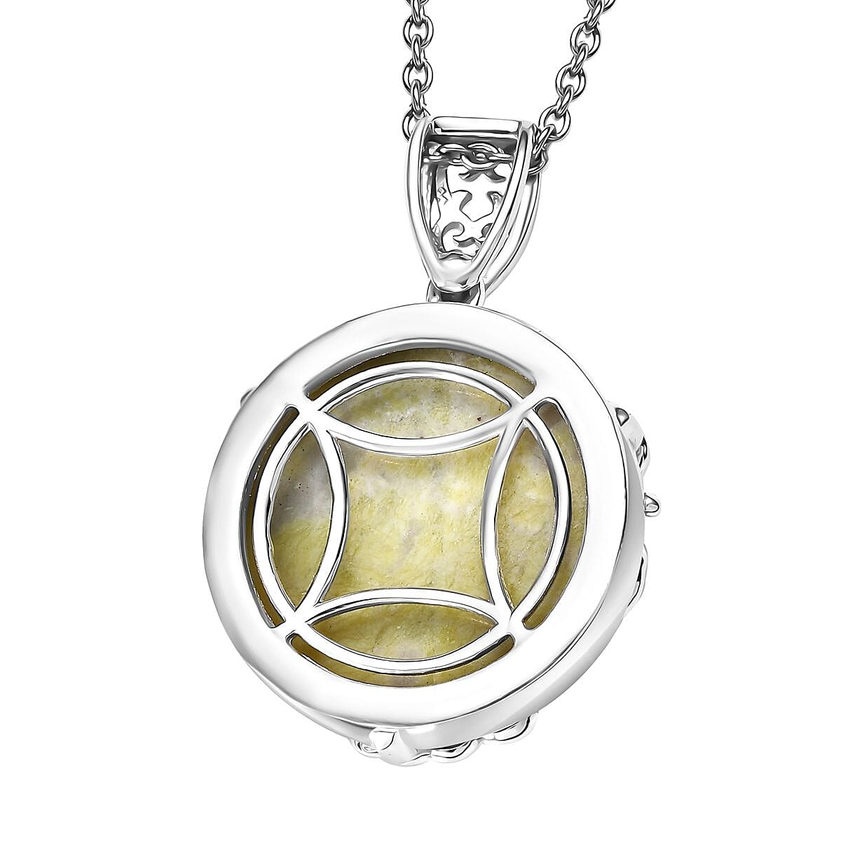 Connemara Marble 14.50 ctw Tree of Life Pendant in Platinum Over Sterling Silver with Stainless Steel Necklace 20 Inches image number 4