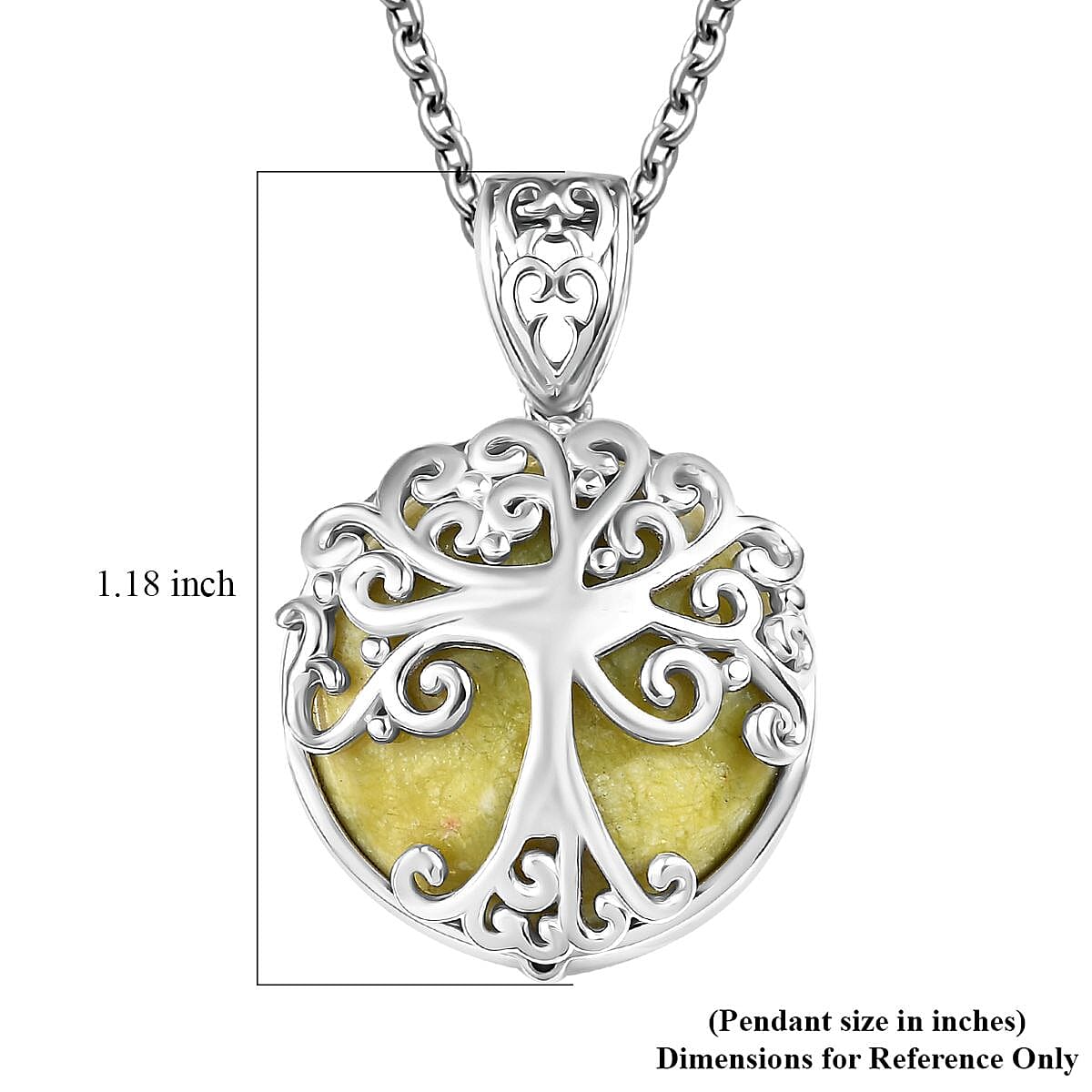 Connemara Marble 14.50 ctw Tree of Life Pendant in Platinum Over Sterling Silver with Stainless Steel Necklace 20 Inches image number 5
