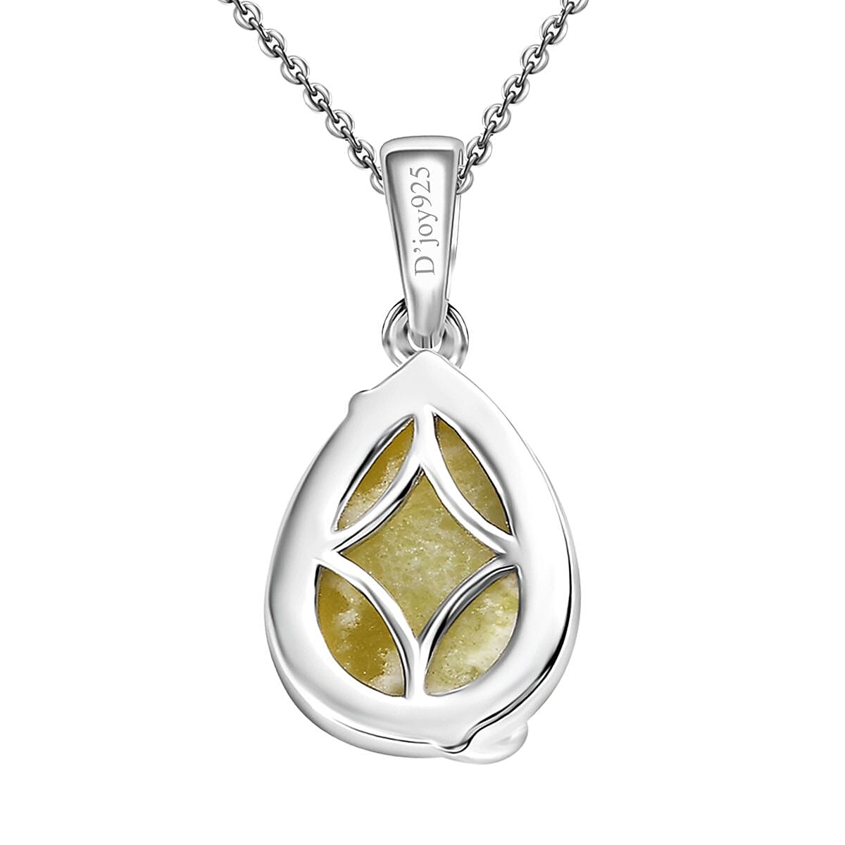 Connemara Marble 12.35 ctw Claddagh Pendant in Platinum Over Sterling Silver with Stainless Steel Necklace 20 Inches