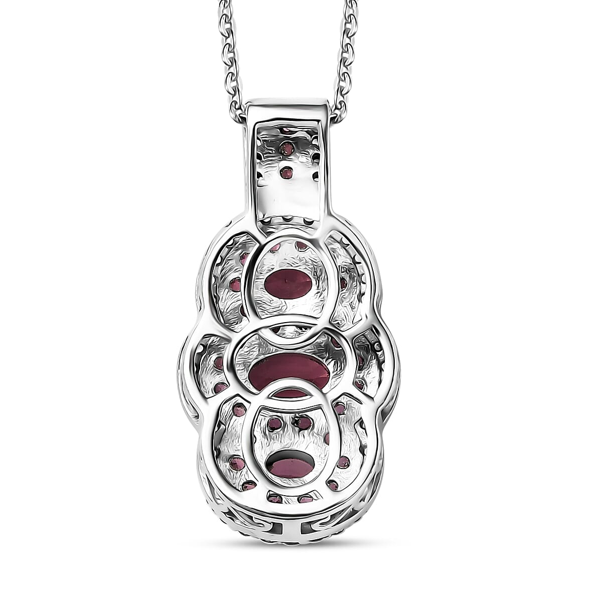 D'Joy Ouro Fino Rubellite and White Zircon 2.00 ctw Pendant Necklace (20 Inches) in Rhodium Over Sterling Silver image number 4