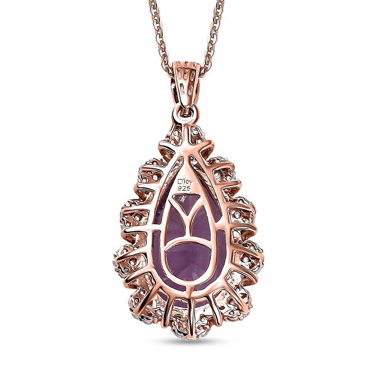 Concave Cut AAA Rose De France Amethyst and Multi Gemstone 8.40 ctw Orchid Dew Pendant Necklace in 18K Vermeil Rose Gold Over Sterling Silver 20 Inches