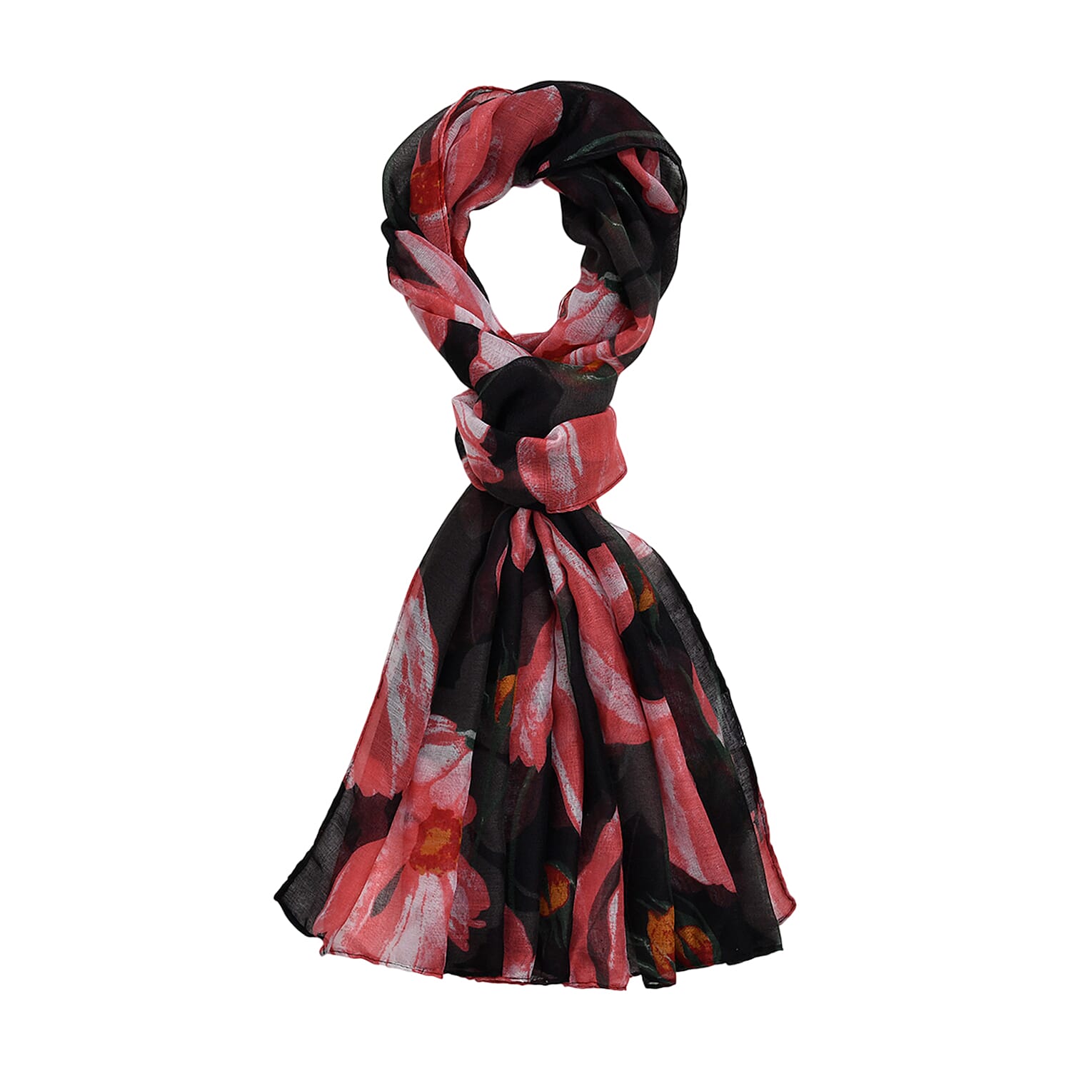 TLV Strada Japanese Movement Pink Flower Pattern Dial Watch with Stainless Steel Strap, Matching Scarf (27.6"x70.8") and UV400 with FDA Sunglass