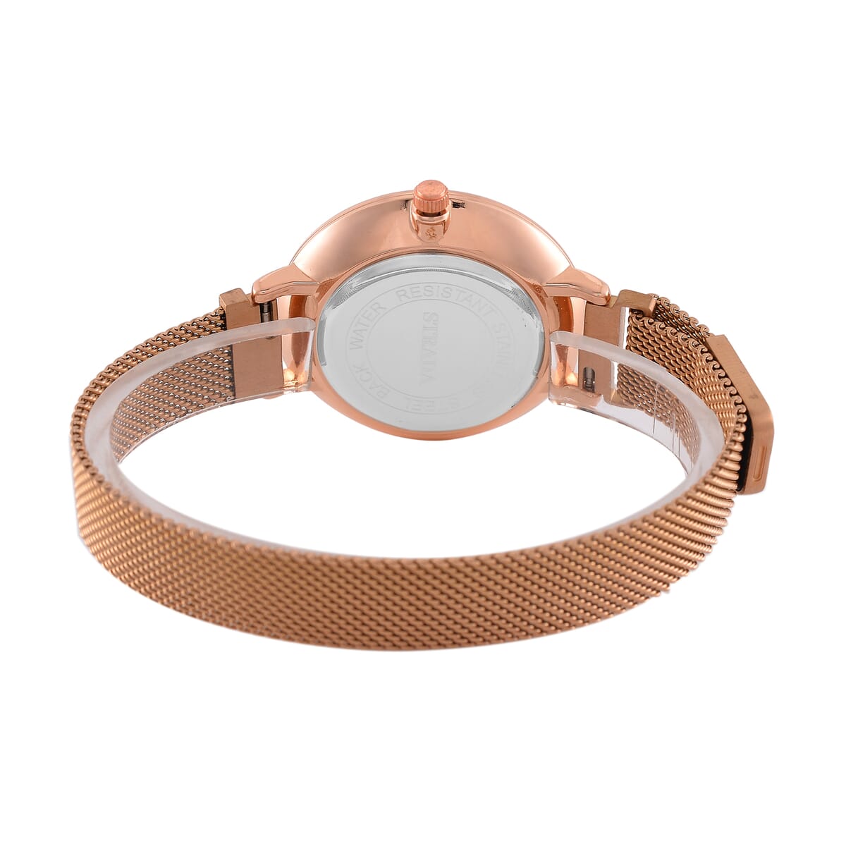 Strada Japanese Movement Pink Leaf Pattern Dial Watch with Stainless Steel Strap, Matching Scarf and UV400 Sunglass image number 4