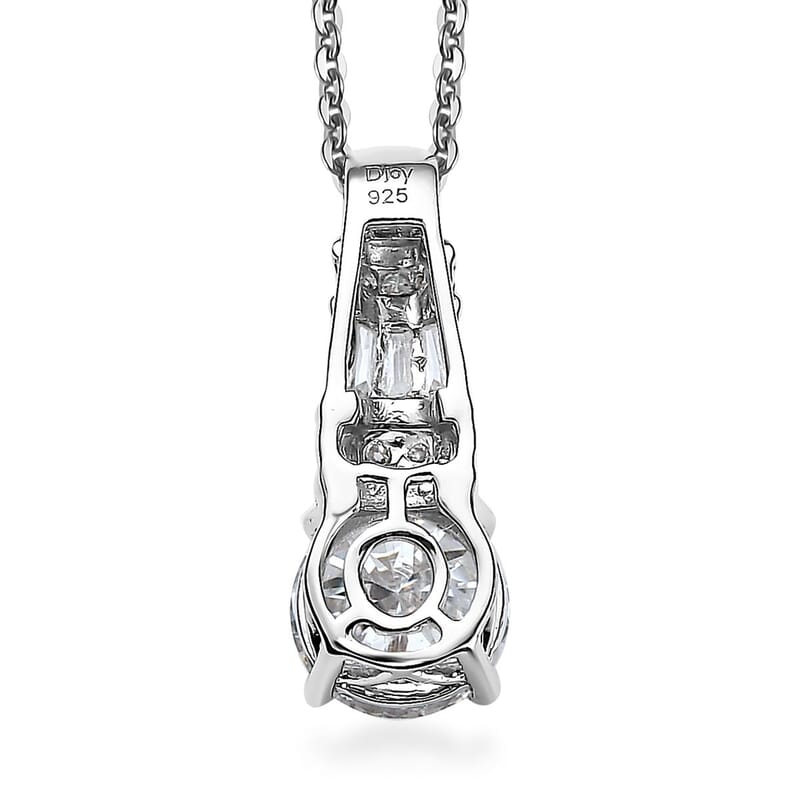 D'Joy Moissanite 4.90 ctw Art Deco Earrings, Ring (Size 5.0) and Pendant Necklace 20 Inches in Rhodium Over Sterling Silver