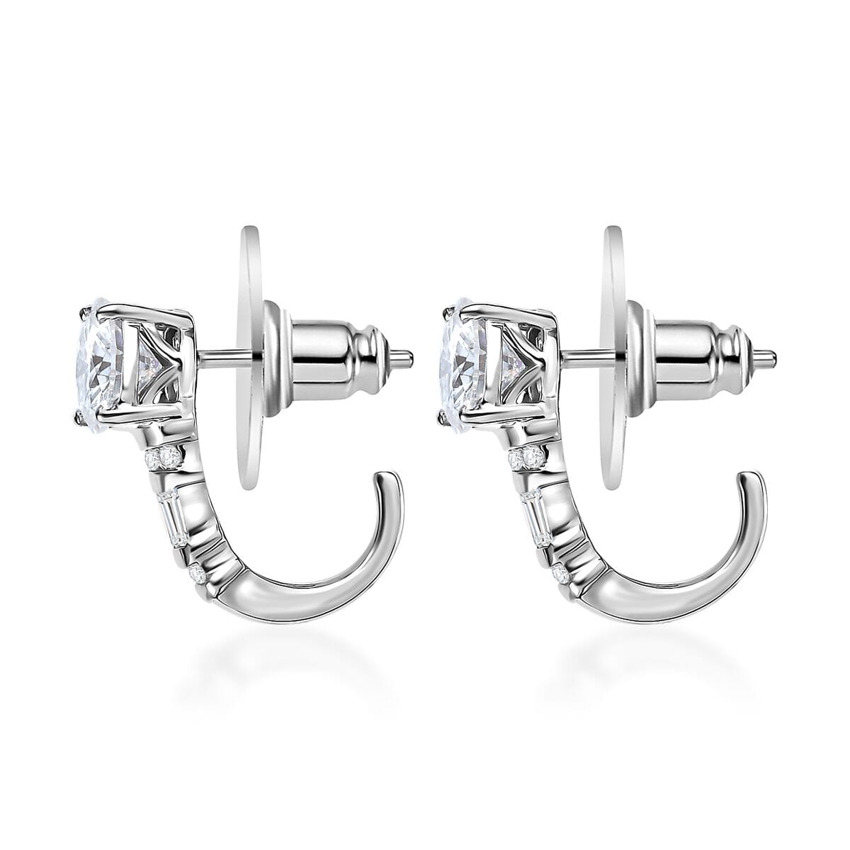 Moissanite 4.90 ctw Earrings, Ring (Size 6.0) and Pendant Necklace 20 Inches in Rhodium Over Sterling Silver image number 2