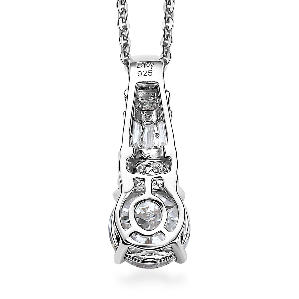 TLV Moissanite (Rnd 7mm) Earrings, Ring (Size 7.0) and Pendant Necklace (20 Inches) in Rhodium Over Sterling Silver 4.90 ctw image number 9
