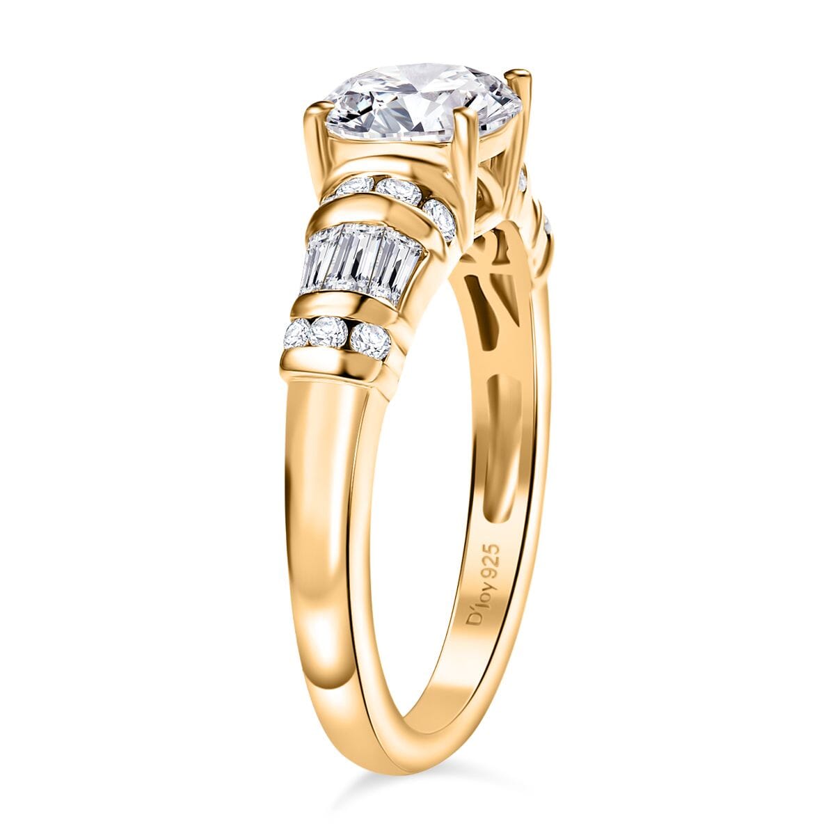 Moissanite 4.90 ctw Earrings, Ring (Size 5.0) and Pendant Necklace 20 Inches in 18K Vermeil Yellow Gold Over Sterling Silver image number 4