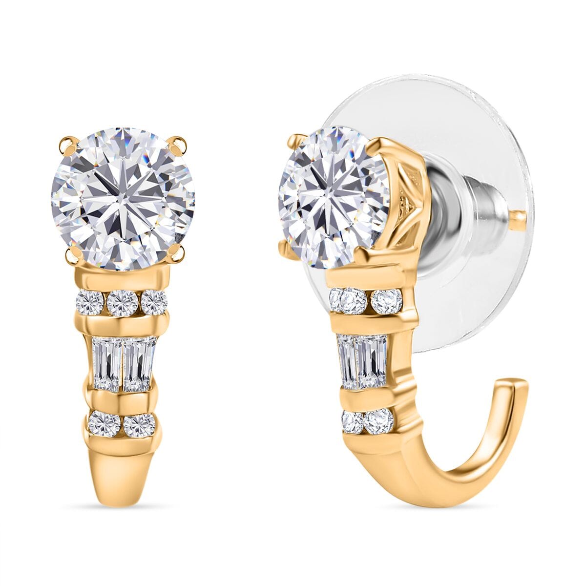Moissanite 4.90 ctw Earrings, Ring (Size 5.0) and Pendant Necklace 20 Inches in 18K Vermeil Yellow Gold Over Sterling Silver image number 8